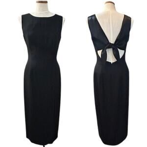 Vintage 90s Donna Ricco Open Back Maxi Dress 10 Black Tie Y2K Formal Evening